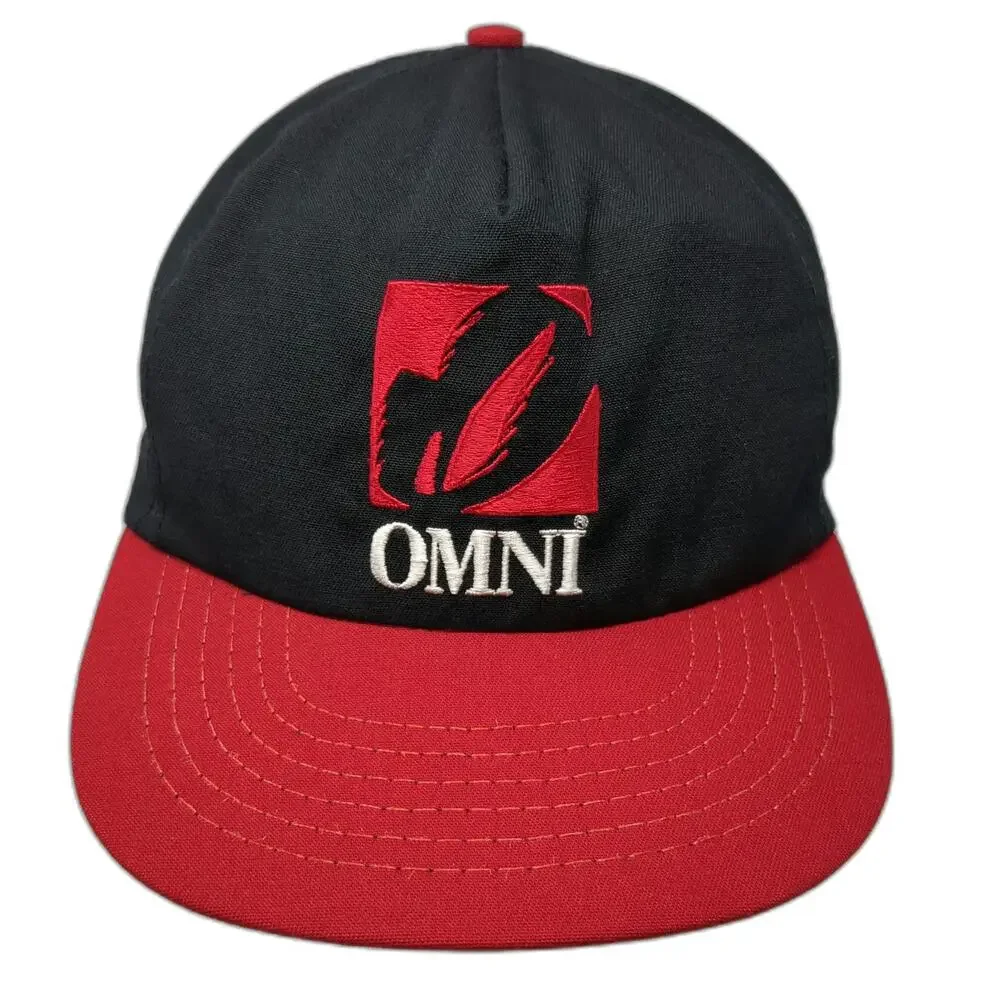 Omni Logo Black Red 5 Panel Hat One Size Slideback Cotton Structured